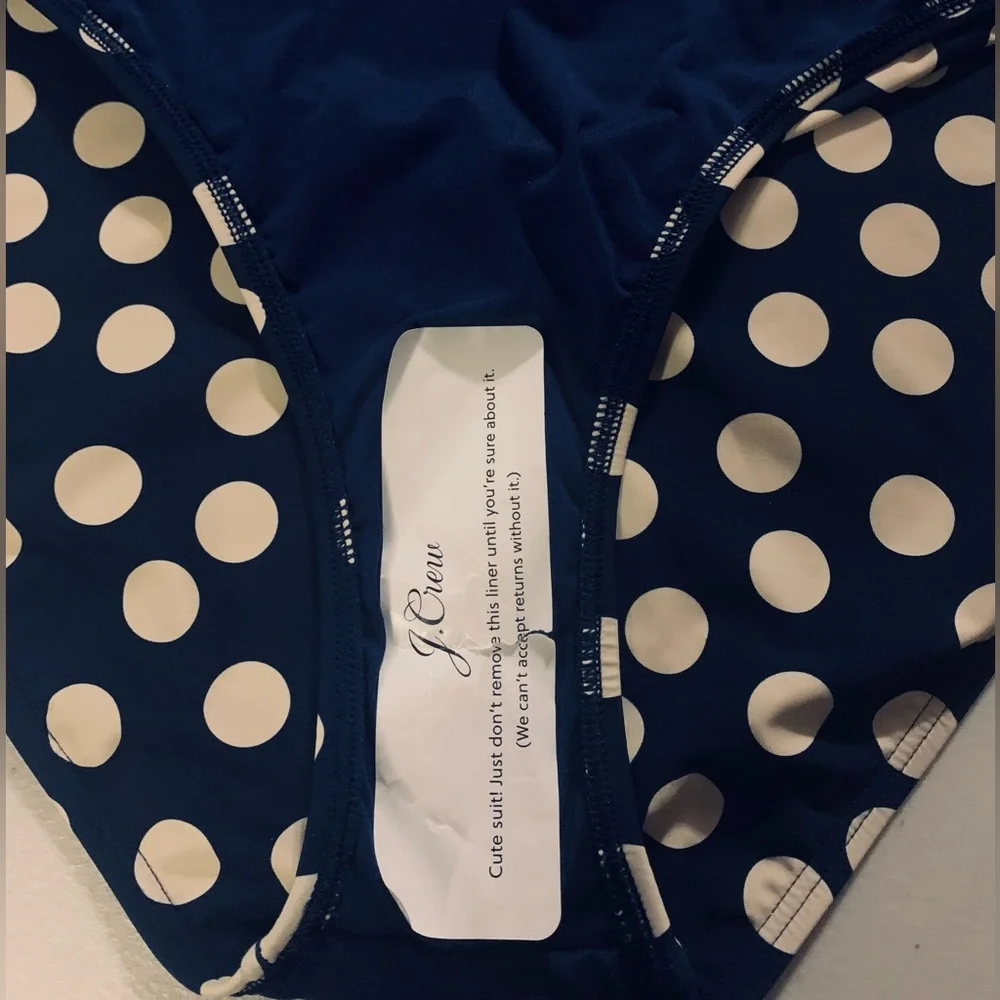 J. Crew Navy and Cream Polka Dot Women’s  Swimsuit One Piece. NWOT